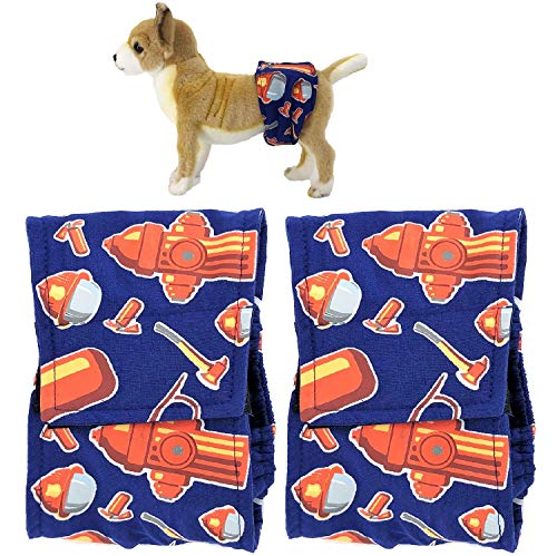 Image of Pack - 2pcs Washable Male Dog Diapers Belly Band Wrap Cotton Waterproof Leak Proof for Small Pet (XS: Waist 8 inch - 10 inch)