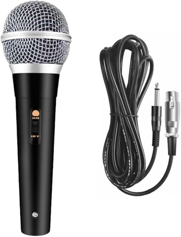 Microfone Dinâmico Profissional Com Fio De 5 Metros 5V Relação 6,5mm P10 Liga De Neodímio Cardióide Unidirecional Cor Preto M-58 Para Karaokê Streaming Transmissão LINHA PREMIUM DUPIN