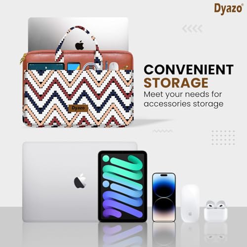 Image of Dyazo Laptop Sleeve Bag 15 to 15.6 Inch for Woman | Jute & Vegan Leather Handcrafted Slim Case with Zipper | Stylish & Durable Office Laptop Bag for Work, College and Travel