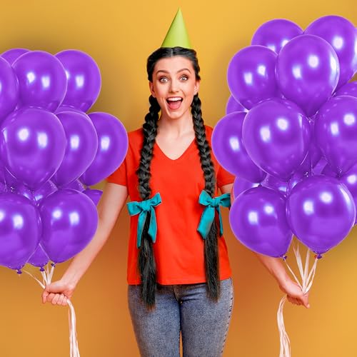 Image of Party Propz Purple Balloons For Decoration - 25 Pcs Purple Balloons for Birthday Decoration Items | Balloons for Birthday | purple birthday decoration kit | Purple Theme Birthday Decorations (latex)