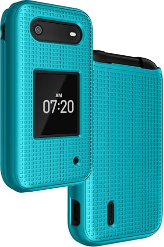 Image of Nakedcellphone Plastic Case for Nokia 2760 2780 Flip Phone, Slim Hard Shell Protector Cover with Grid Texture for Tracfone N139DL, TA-1398, TA-1451, TA-1420 - Teal Aqua Mint | Protective Hard Shell Cover, Satisfying Texture, Matte, For N139DL, TA-1398, TA-1451, TA-1420
