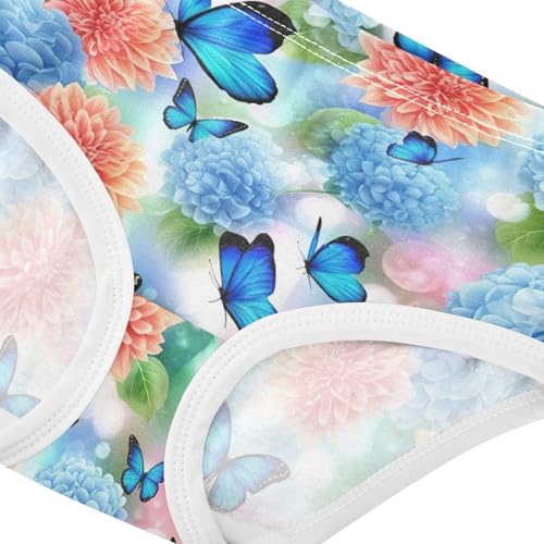 Joisal Funny Girls Underwear Toddlers 2t Cotton Panties Little Girl Blue Hydrangeas Blue Butterflies Briefs Girls Undies4