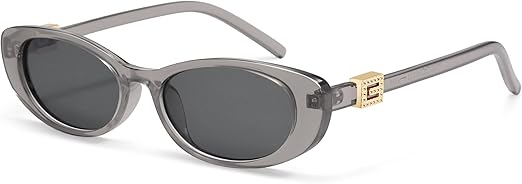 Retro Oval Sunglasses for Women with Small Faces, Vintage Cat-Eye Sun Glasses with Gold Accents AP3754