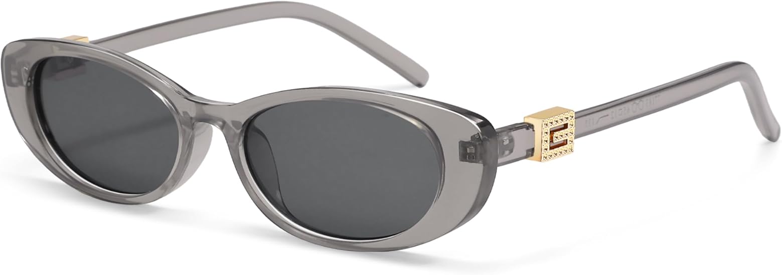 Retro Oval Sunglasses for Women with Small Faces, Vintage Cat-Eye Sun Glasses with Gold Accents AP3754