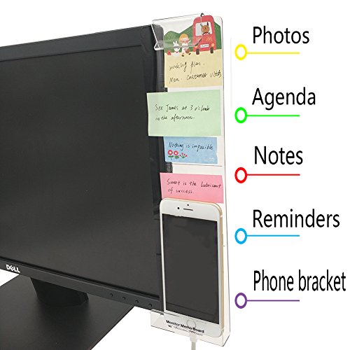Quadow-Monitor-Message-BoardComputer-Monitors-Side-PanelNotes-Memo-Board-Message-for-Monitors1Set-Left-Right-with-Phone-Holder