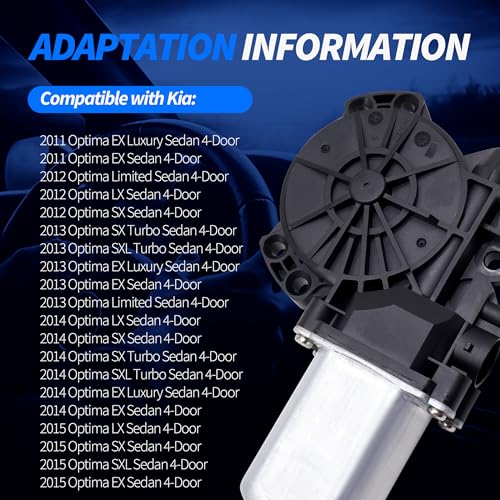 Image of HiSport 824602T000 Front Right Passenger Side Power Window Lift Motor Compatible with Kia Optima 2011-2015 2 Pins