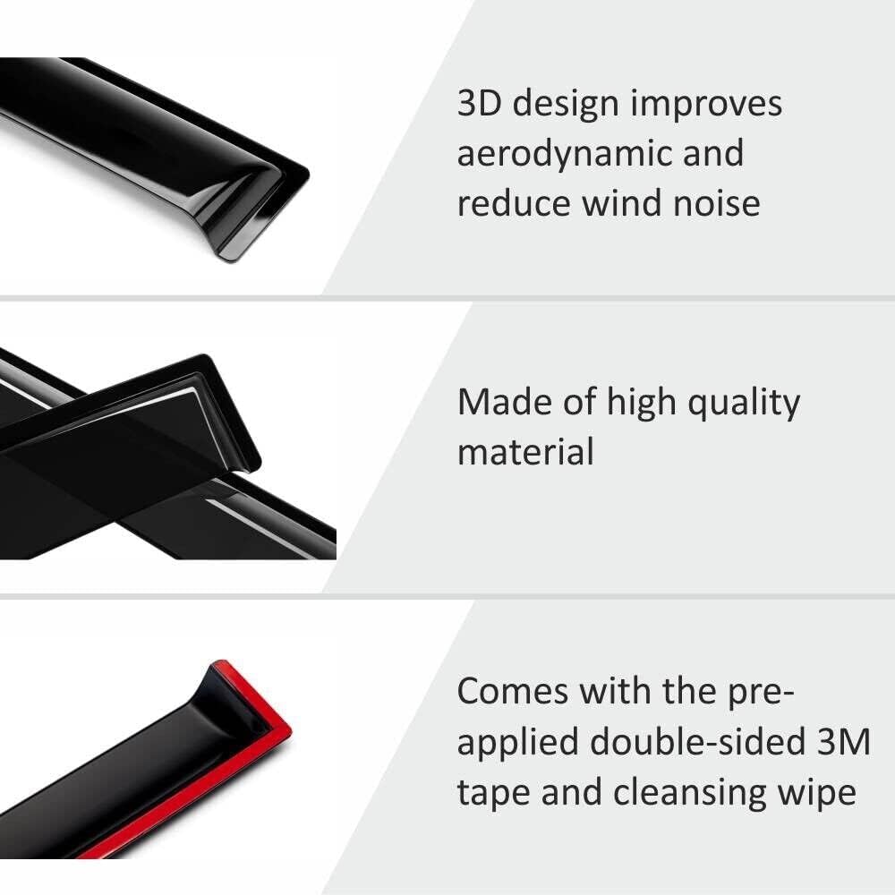 Rainproof Side Window Wind Deflectors for 2019-2025 Toyota RAV4 RAV-4, Tape-on Sun Rain Guard Sets,Nice Looking Window Visors for Cars,Vent Deflector for 19-25 Toyota RAV4 RAV-4 94255