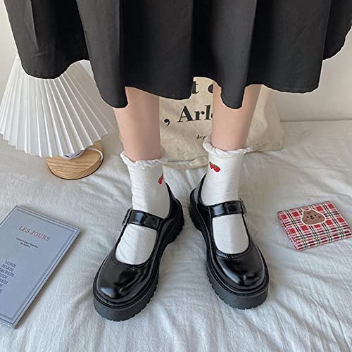 Mary Jane Shoes for Girls Dress Shoes Low Heel Dance Shoes Party Wedding Flats for Little/Big Kids (Color : Black, Size : 7.5 US)3