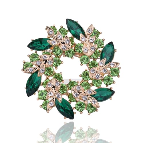 Image of Rhinestone Flower Brooch for Women Crystal Wreath Brooch Pin Stylish Big Flower Brooch Rhinestone Crystal Bauhinia Flower Wreath Brooch Elegant Clothing Hat Bag Accessories Christmas Wedding Bridal Birthday Jewelry