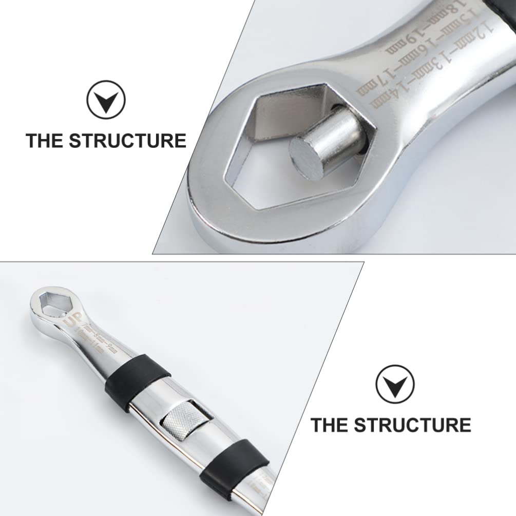 Llave universal de doble extremo, trinquete de cabeza flexible, juego de trinquete rechoncho, llave de trinquete de cabeza, juego de trinquete de liberación rápida, llave multiusos, autoapriete