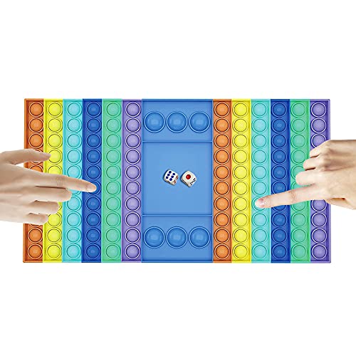 Big Pop Game Fidget Toy, Rainbow Chess Board Push Pop Bubble Fidget Sensory Toys for Parent-Child Time, Interactive Jumbo Stress Relief Popper Figetget Toy for Adult Kids to Play with Friends