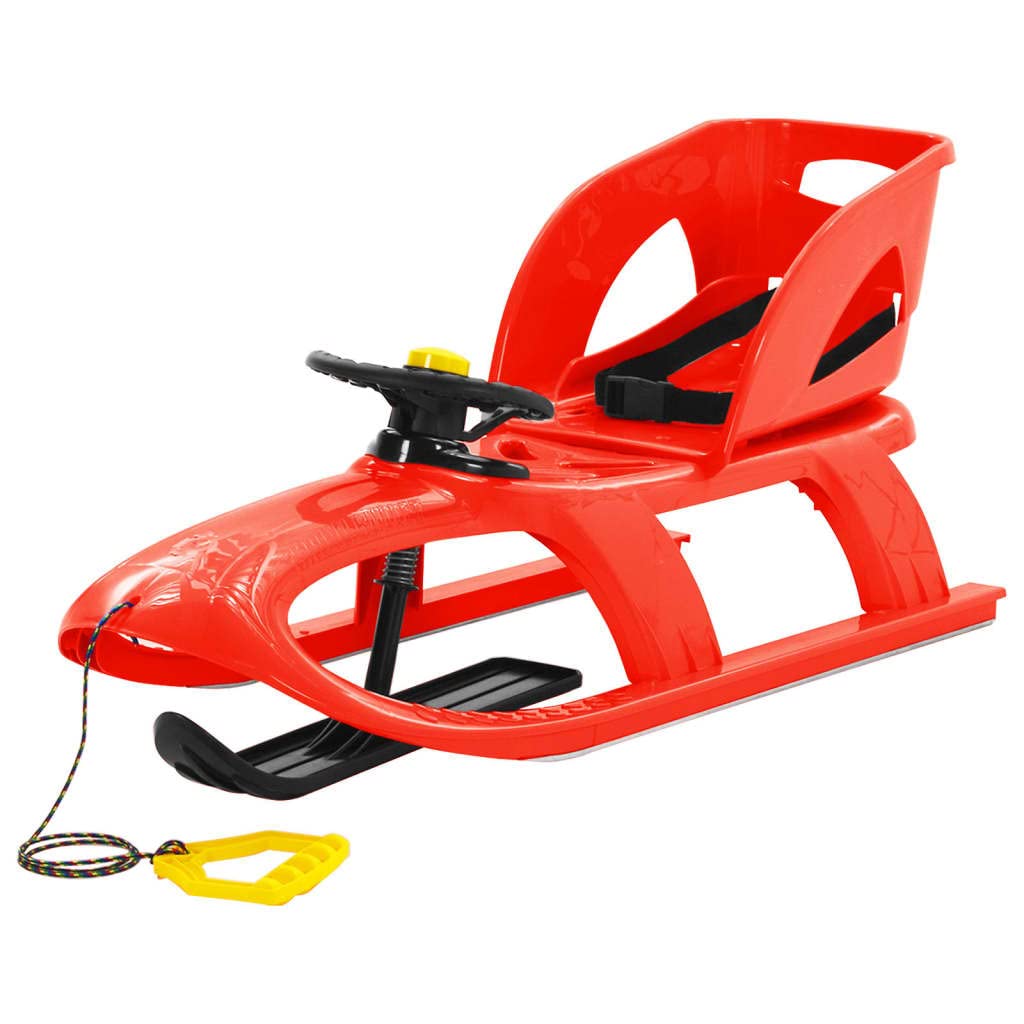Mangloder Blau Kinder Schlitten mit Lenkrad 102,5x40x aus Polypropylen und Stahl für sichere Winterabenteuer, geeignet ab Monaten, belastbar bis, mit Zugseil