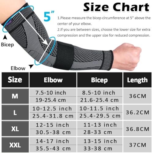 beister Compression Arm Sleeves with Elastic Strap for Men & Women (Pairs), Elbow Braces, 20-30 mmhg Non-Slip Breathable Thick Full Arm Supports for Tennis Elbow, Workouts, Arthritis,Lymphedema,DVT - Image 3