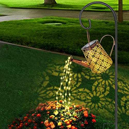 Romwish Regadera De Luz Solar, 50 LED Regadera Solar Jardin Con Soporte, IP65 Impermeabl Luz De Ducha De Metal Lámpara De Jardín Para Decoración De Jardín Al Aire Libre Patio(Blanco Cálido) Cover