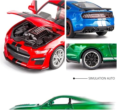 Image of Mustang Shelby GT500 Toy Car Scale Model,Pull Back Vehicles Alloy Simulation Supercar with Lights and Sound Also for Car Dashboard,Kids,Adult (Red)