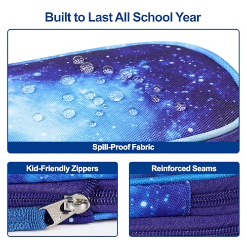 Image of Bagseri Pencil Case for Boys - Expandable Cute Kids Pencil Case | Wide Opening Pencil Pouch Organizer for School Supplies, Cute Kids Pencil Case for Boys, Black Football