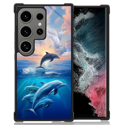 FKBRCL4U for Samsung Galaxy S24 Ultra Case, Sunset Dolphin Ocean Pattern Graphic Design Girl Boy Soft Silicone Hard Acrylic Shock Protection for Samsung Galaxy S24 Ultra - image 1