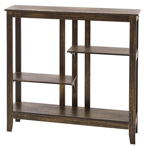 The Lakeside Collection Brushed Metallic Console Table with Display Shelves 31.4