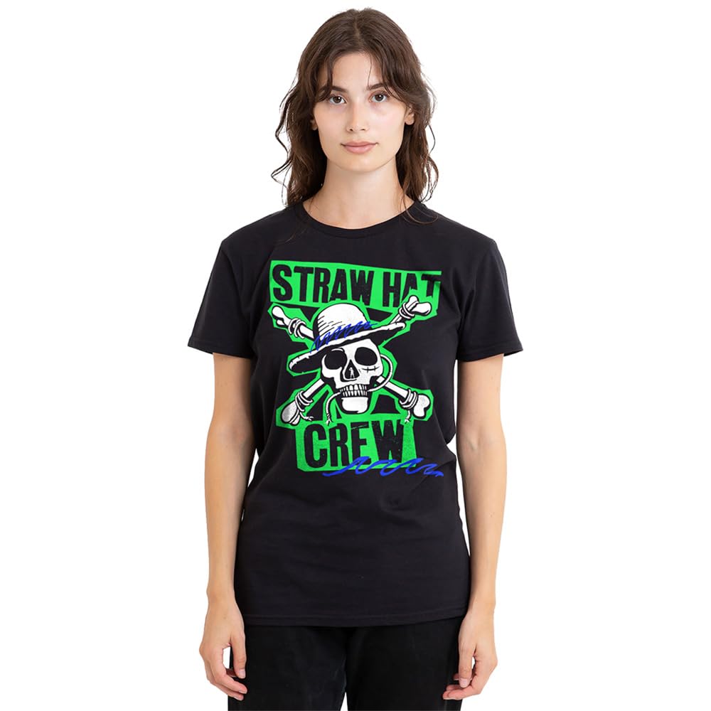 One Piece Straw Hat Crew Scrapbook Ladies T Shirt, Black, XX-Large