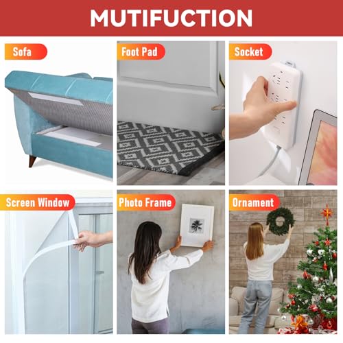 Image of 32Ft *1 Inch Hook and Loop Tape with Adhesive Back, Heavy Duty Double Sided Adhesive Strips, Strong Sticky Strips Roll for Home /Office /School /Car, White