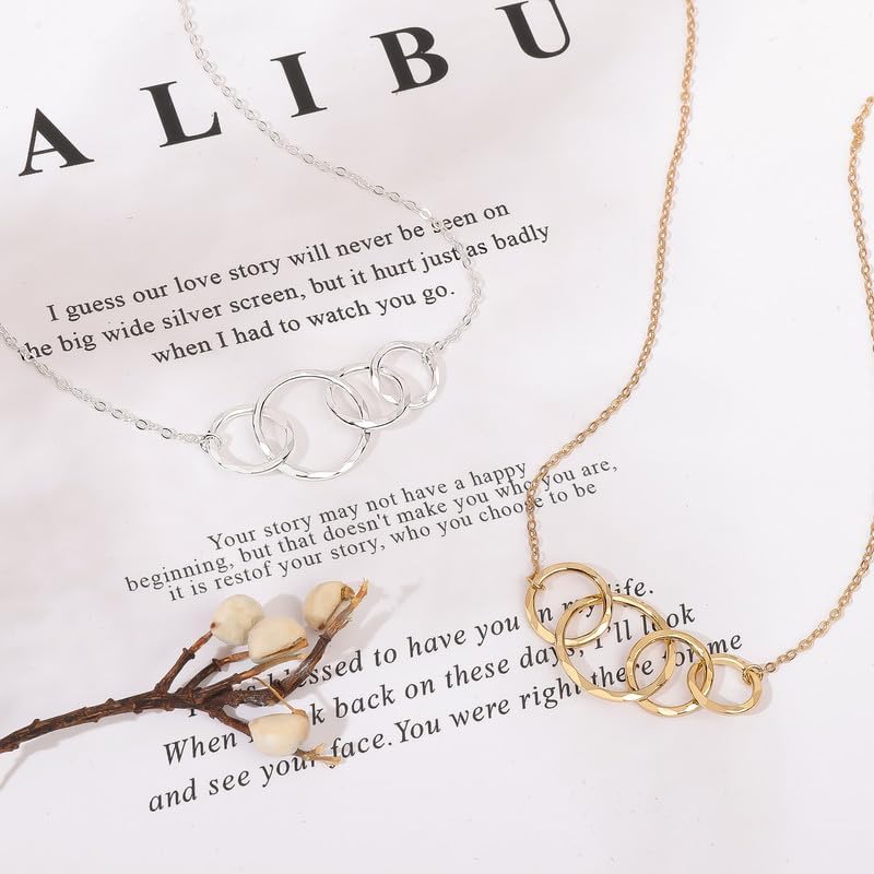 HOPE LOVE SHINE Mother Gift from Son - Mom and Son Necklace, Jewelry 17+2", Sterling Silver, 4 Interlocking Rings - Image 2