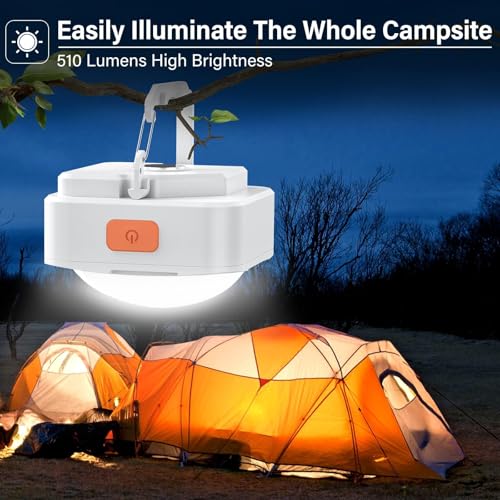 Fly2Sky HF2302010 2 Pcs White Camping Light Tent Lights Portable Rechargeable Led Camping Light Survival Gear Camping Accessories Camping Equipment For Hiking Backpacking Fishing Hurricane Emergency Outage thumb #1