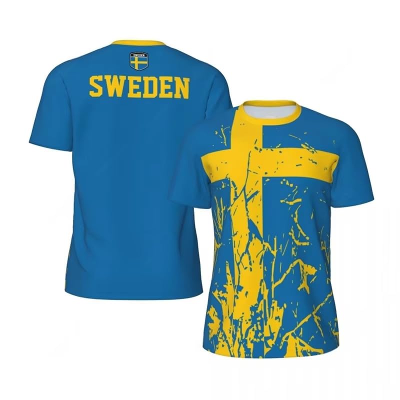 T-Shirt de Sport Léger Homme pour Running et Fitness, Haut Respirant Motif Suède