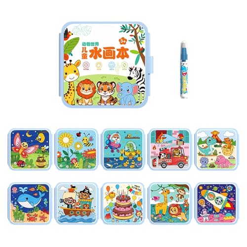 juegodeacuarela de viaje – Kit de pintura compacto de 20x20 cm, suministros de arte de aprendizaje EVA, juegodeacuarela reutilizable con bolígrafo | Kit de dibujo para niños principiantes, manuali