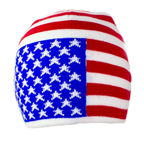 Warme Wintermütze, doppellagig, rot, weiß und blau, USA-Flagge, für Damen oder Herren Cover