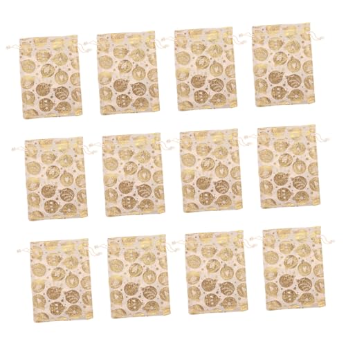 Didiseaon 25pcs Reusable Xmas Drawstring Bags Christmas Candy Bags Pumpkin Design for and Party Favors