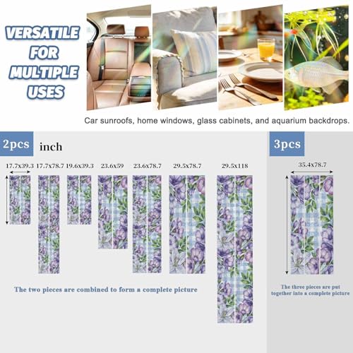 Película decorativa para ventanas con flores púrpura y blanco 17.7x39.3 pulgadas miniatura 4