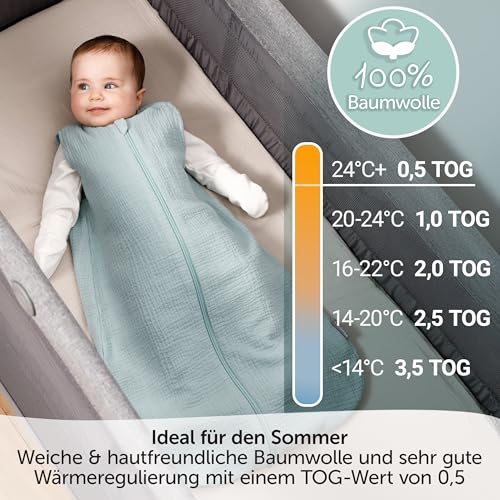 LaLoona Sommerschlafsack Mull, ärmellos - Mint - 110 cm – Ansicht 2