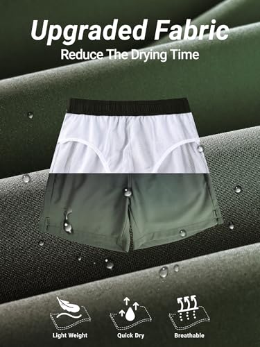 Arcweg Herren Badeshorts mit Ultralight Badehose & Schwimmhose für Männer, Schnelltrocknend & Atmungsaktiv – Perfekt für Pool, Meer, Strandurlaub und Freizeit Schwarz + Militärgrün L(EU) 5