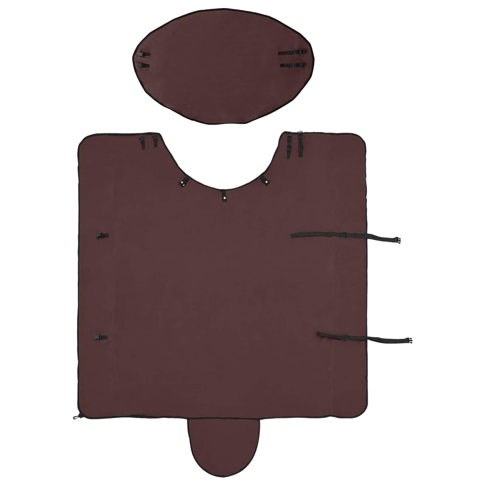Manta para caballo, 135 cm, poliéster, transpirable, ligera, para entrenamiento, establo y transporte, sin cubierta para el cuello, color marrón oscuro