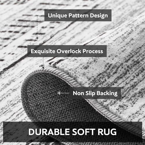 5x7 Area Rugs for Living Room Machine Washable Rug Distressed Indoor Carpet Neutral Moroccan Boho Rug Ultra Soft Area Rug for Bedroom Dining Room Playroom Office, Black