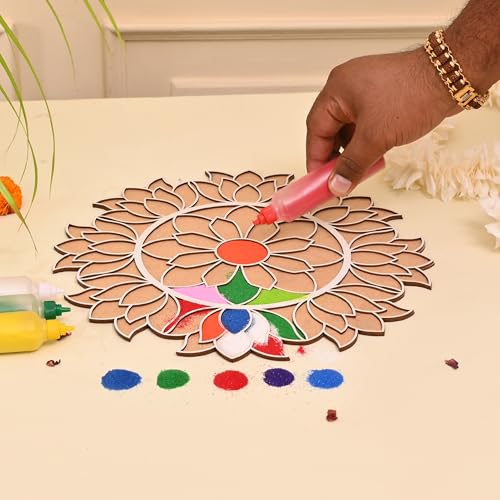 Image of Craftvatika Portable Rangoli Stencil, Decoration Item for Hall, Home and Diwali Gifts, 12 Inches Ananta Rangoli Design Stencils, Diwali Festival Item, Design 1