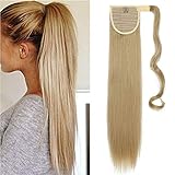 Ponytail Extensions Pferdeschwanz Haarverlängerung Haarteil Clip in Zopf Extensions Synthetische Haare wie Echthaar Glatt 26