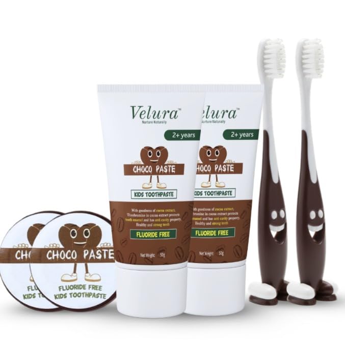 Velura Toothpaste for Kids Chocolate Flavour- 100 gram (2+ yrs) -Chocopaste | Free Toothbrush | Cocoa extract(Theobromine) for Cavity Protection | No Preservatives, No Sweeteners | Fluoride-Free | FDA approved-image-9