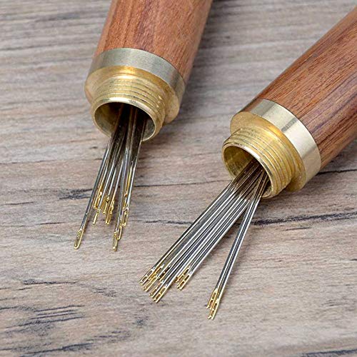Benbo 2 Pieces Wooden Needle Case Sewing Needle Tubes Toothpick Storage Box Wood Needle Holder For Sewing Embroidery Hand Crafts #TOP4