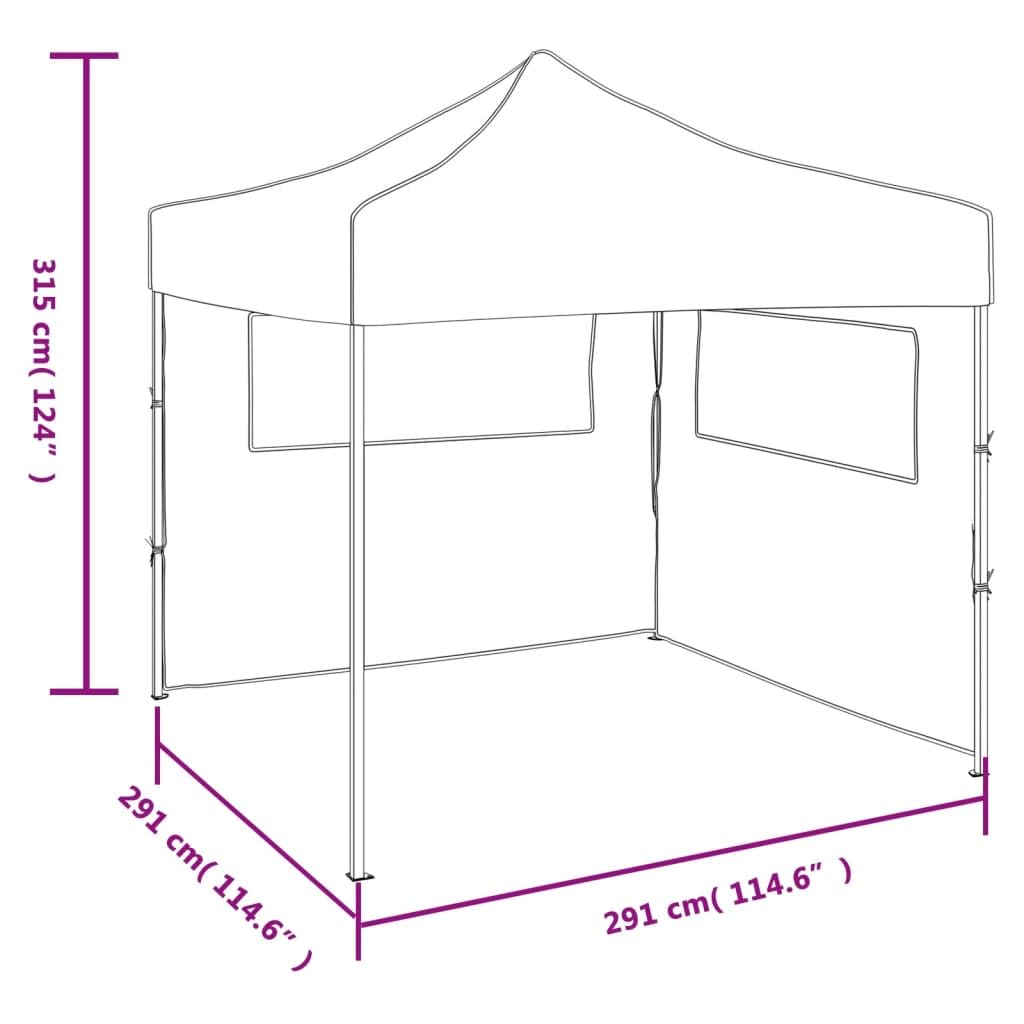 Namiot składany Pop Up 3 x 3 m antracyt z 2 ścianami bocznymi, malowana proszkowo rama stalowa, odporna na promieniowanie UV i wodę, idealny do ogrodu, na kemping, wesele, grillowanie i