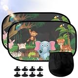 DEPAR Protección Solar para Coche bebé–Set de protección UV, 2 Piezas de 51x31cm, protección Solar para Ventanas Laterales, Lindo patrón de Animales, Plegable y portátil con Bolsa de Almacenamiento