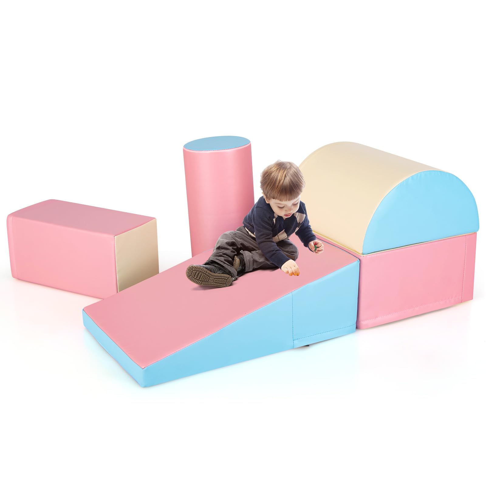 GOPLUS Set van 6 schuimbouwstenen, zachte bouwstenen om te klimmen en
