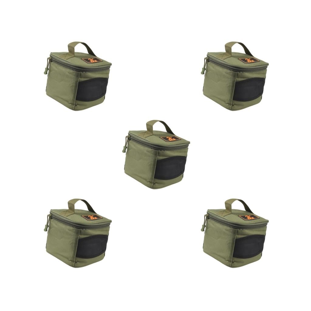 Bolsa de almacenamiento duradera para carrete de pesca de carpa, gancho de pesca, bolsa de aparejos, Juego de 5 (verde), 18x20x15cm, como se muestra en la
