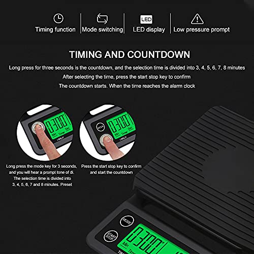 Balança de cozinha elétrica precisa, balança de café com temporizador Balança de cozinha de alta pre