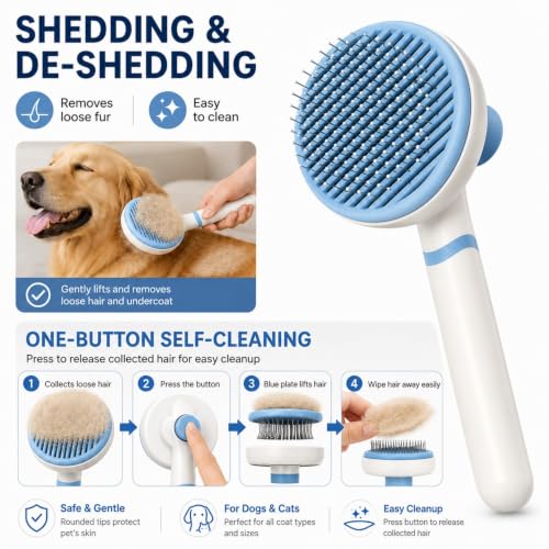 Image of NVNAN 5-Piece Dog Grooming Brush Set with Grooming Gloves
