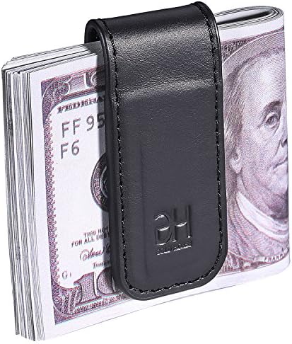 Slim Magnetic Money Clip Genuine Leather Business Card Holder for Men