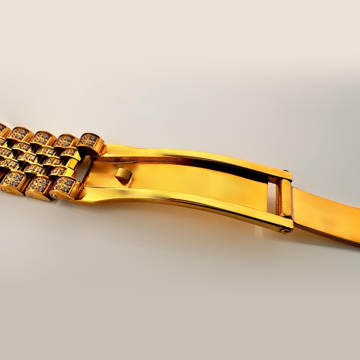 Jubilee Watch Band Replacement For 41Mm Rolex 116300 Datejust II 2 Hidden Clasp With Diamond Gold 21mm