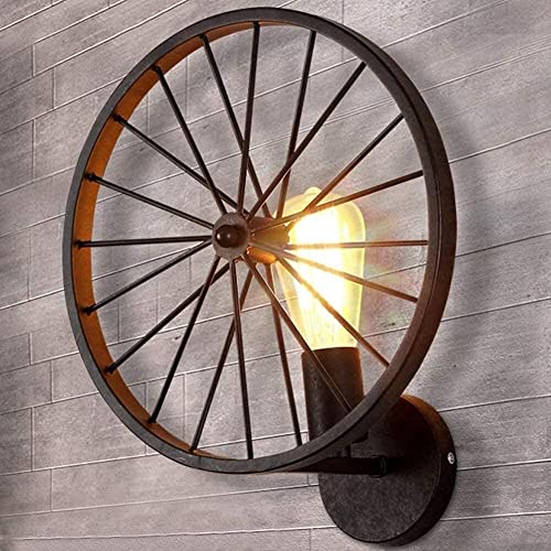 Lámpara de pared industrial con rueda retro de metal para salón y pasillo 4