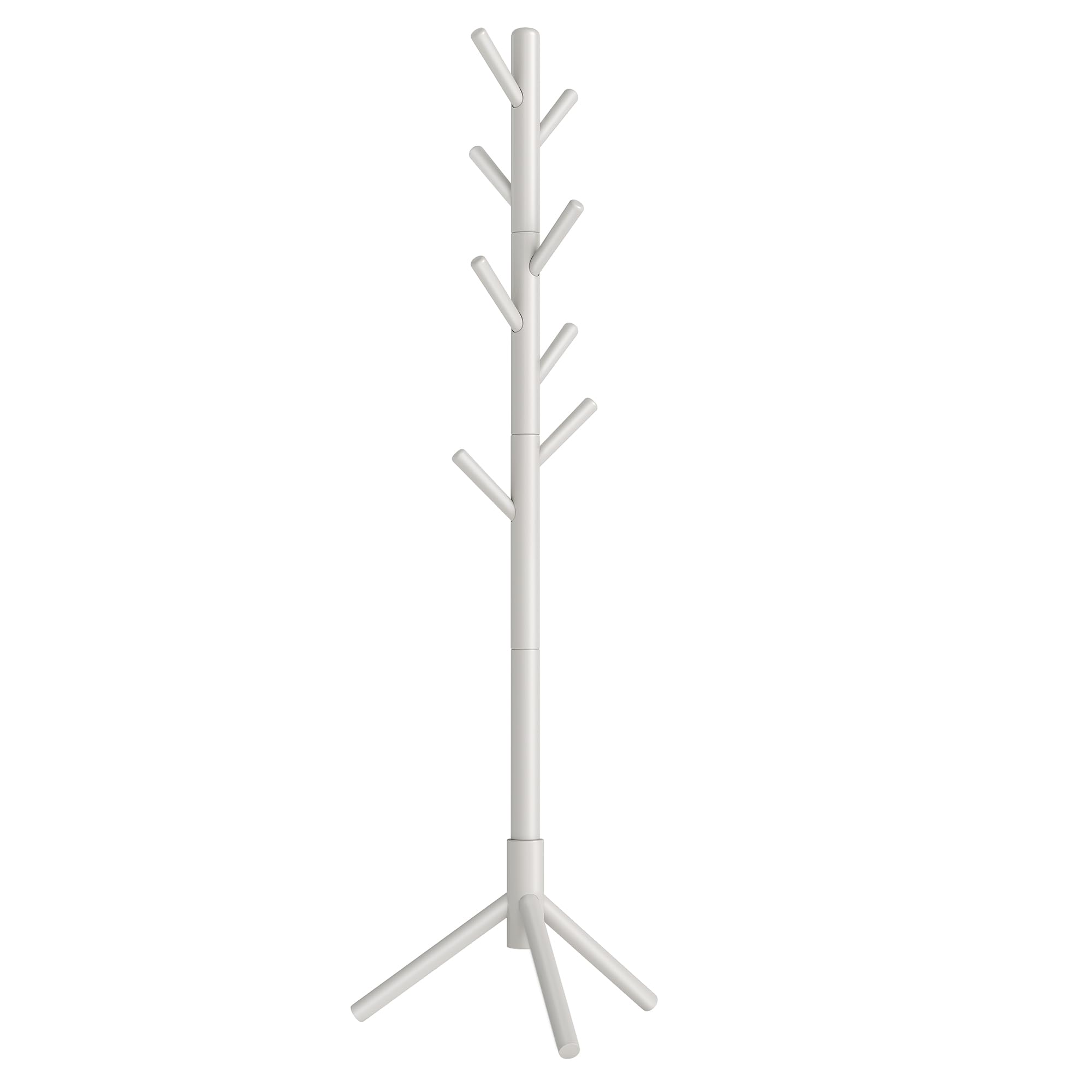 VASAGLE Solid Wood Coat Rack, Free Standing Tree-Shaped Coat Rack with 8 Hooks, 3 Height Options, for Clothes, Hats, Bags, Living Room, Bedroom, Home Office, Cappuccino Beige URCR004K01 Capp