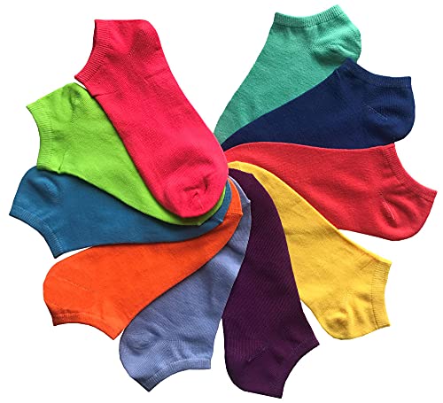 Tipi Toe Women's 20 Pairs Solid Colored Low Cut/No Show Socks, In Basic & Colourful Packs (Regular & Plus Size) #TOP6